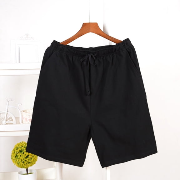 L-4X Mens Big & Tall Pajama Shorts with Pockets Plus Size Drawstring Elastic Waist Casual Solid Color Wide Leg Loose Loungewear Shorts