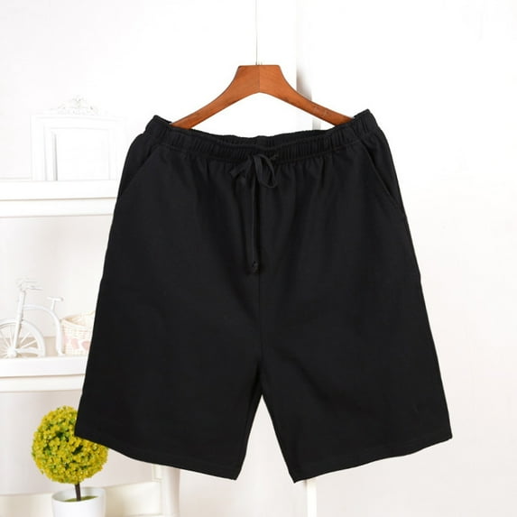 L-4X Mens Big & Tall Pajama Shorts with Pockets Plus Size Drawstring Elastic Waist Casual Solid Color Wide Leg Loose Loungewear Shorts