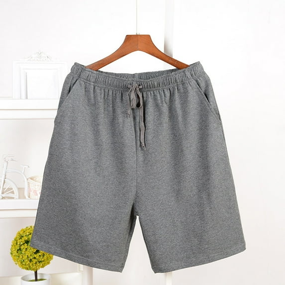 L-4X Mens Big & Tall Pajama Shorts with Pockets Plus Size Drawstring Elastic Waist Casual Solid Color Wide Leg Loose Loungewear Shorts