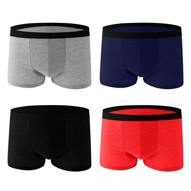 L-4X Mens Underwear Big and Tall 4 Pack Clearance Sales Plus Size Stretchy Breathable Casual Comfort Multipack Basic Boxer Briefs