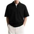 thumbnail image 1 of L-4X Plus Size Golf Shirts with Zipper Collared Big & Tall Short Sleeve T-Shirts Mens Business Casual Solid Color Pullover Going-Out Work Tees Tops, 1 of 5