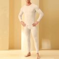 thumbnail image 1 of L-4X Plus Size Long Johns for Men Thermal Sets Warm Woolen Stretchy Slim Solid Color Long Sleeve Shirts and Pants 2 Piece Homewear Thermals Outfits, 1 of 4