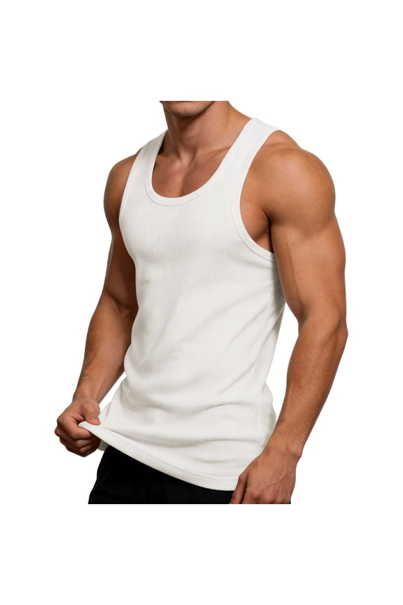 L-4X Plus Size Mens Big & Tall Tank Tops Muscle Undershirts Shirts for Men Summer Casual Stretchy Sleeveless Crewneck Vests