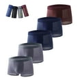 thumbnail image 1 of L-4X Plus Size Mens Big & Tall Underwear 5 Pack Silk Boxer Briefs Multipack Solid Stretchy Breathable Hollow-Out Mid Waisted Cooling Boxers, 1 of 3