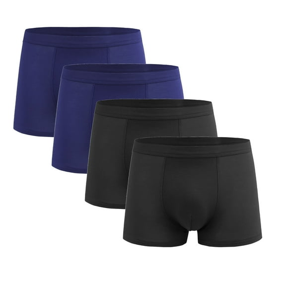 L-4X Plus Size Mens Boxer Briefs Big and Tall 4 Pack Breathable Underwear Boys Mid Waisted Solid Color Multipack Basic Stretchy Slim Boxers