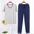 thumbnail image 1 of L-4X Plus Size Mens Pajama Sets Big & Tall Soft-Modal Loungewear Outfits 2 Pack Short Sleeve T-Shirts and Pants Sleepwear Set with Pockets, 1 of 3