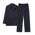 thumbnail image 1 of L-4X Plus Size Modal Pajama Sets for Men with Pockets 2 Piece Long Sleeve Button-Down Shirts and Wide Leg Pants Soft Loungewear Pajamas Outfits Set, 1 of 2