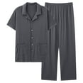 thumbnail image 1 of L-4X Plus Size Modal Pajama Sets for Men with Pockets Big & Tall Short Sleeve Button-Down Shirts and Shorts 2 Piece Pajamas Solid Loungewear Outfits, 1 of 2