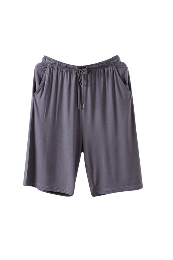 L-4X Plus Size Pajama Shorts for Men with Pockets Big & Tall Straight Wide Leg Drawstring Elastic Waist Casual Solid Color Loungewear Short Pajamas