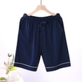 thumbnail image 1 of L-4X Plus Size Pajama Shorts for Men with Pockets Big & Tall Casual Solid Drawstring Elastic Waist Wide Leg Loungewear Bermuda Short, 1 of 3