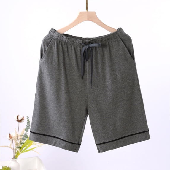 L-4X Plus Size Pajama Shorts for Men with Pockets Big & Tall Casual Solid Drawstring Elastic Waist Wide Leg Loungewear Bermuda Short