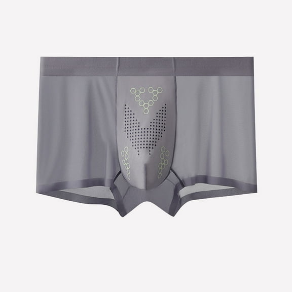 L-4X Plus Size Silk Underwear for Men Big and Tall Breathable Underwear Mens Casual Solid Color Stretchy Lightweight Mid Waisted Boxers