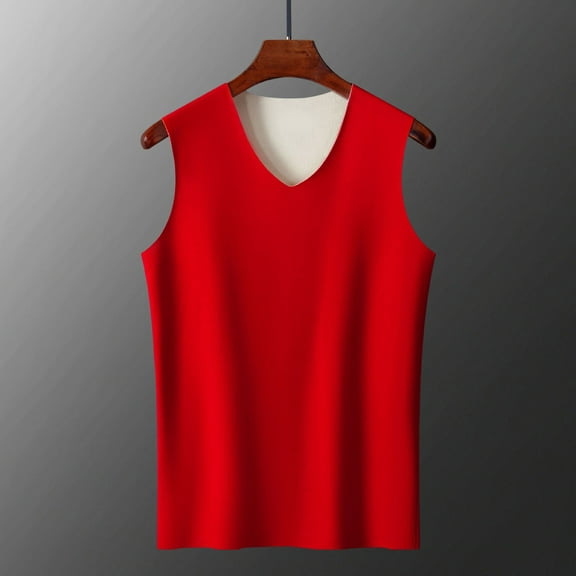L-4X Plus Size Sleeveless Thermal Underwear for Mens Stretchy Slim Pullover Vest Mens Casual Solid Color Basic Thermals Tank Tops