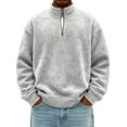 thumbnail image 1 of L-4X Plus Size Sueded Sweatshirts for Men with Zipper Big & Tall Shirts Mens Long Sleeve Solid Color Pullover Drop Shoulder Mock Neck Sweatshirt Tops, 1 of 2