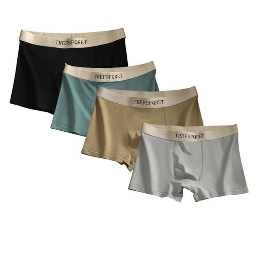 L-4X Plus Size Underwear for Men Boxer Briefs 4 Pack Big and Tall Clearance Mens Casual High Waisted Breathable Stretchy Basic Multipack Boxers