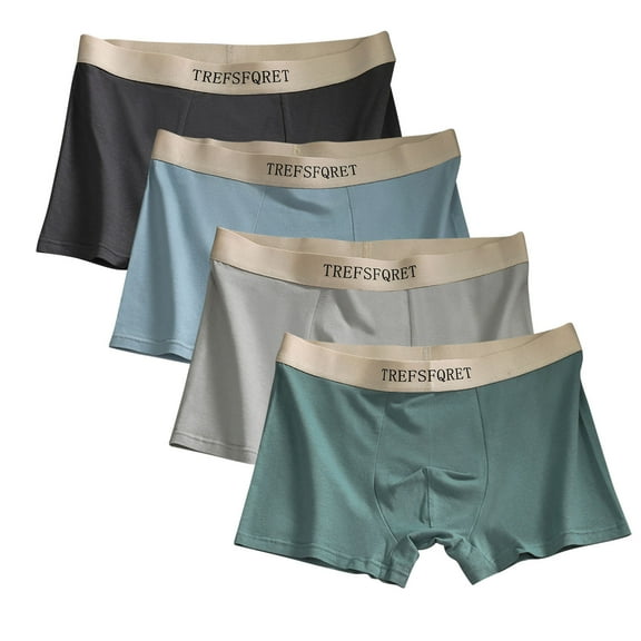 L-4X Plus Size Underwear for Men Boxer Briefs 4 Pack Big and Tall Mens Casual High Waisted Breathable Stretchy Basic Multipack Boxers