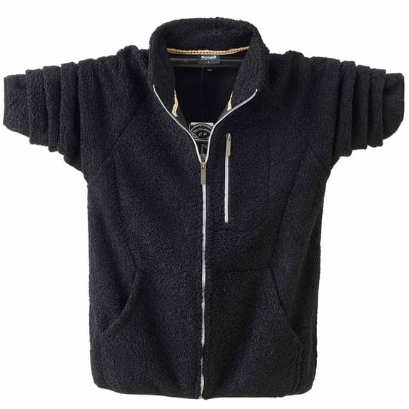 L-5X Big & Tall Fleece Jackets for Men with Pockets Plus Size Sherpa Coats Mens Zip Up Long Sleeve Solid Color Thermal Warm Mock Neck Outerwear Jacket