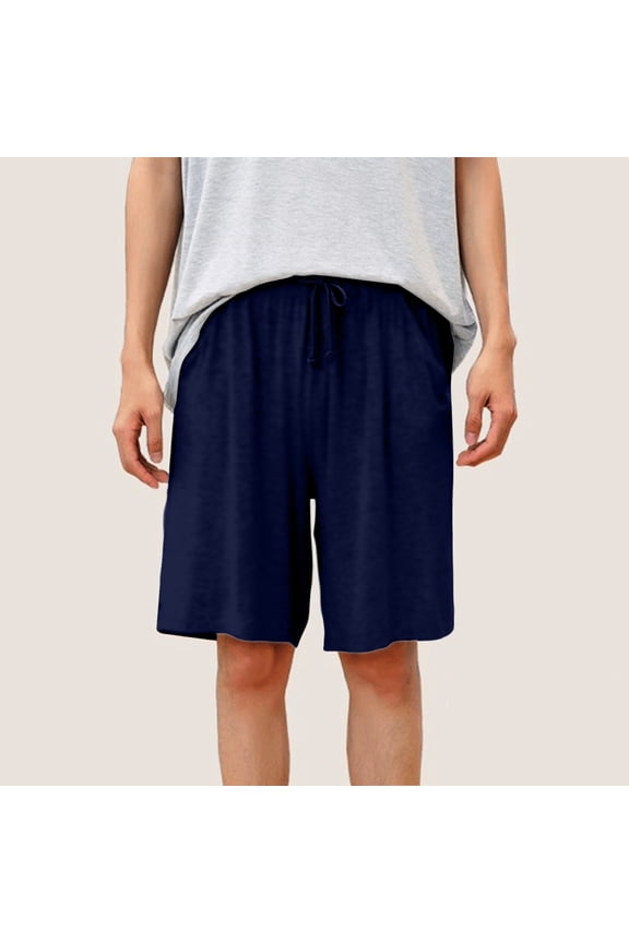 L-5X Big & Tall Pajama Shorts for Men with Pockets Plus Size Casual Drawstring Elastic Waist Solid Straight Wide Leg Modal Loungewear Short