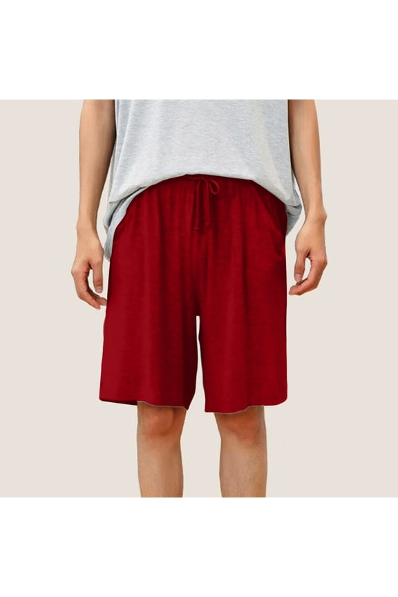 L-5X Big & Tall Pajama Shorts for Men with Pockets Plus Size Casual Drawstring Elastic Waist Solid Straight Wide Leg Modal Loungewear Short