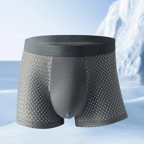 L-5X Big & Tall Underwear for Men Boxer Briefs Plus Size Stretchy High-Waisted Breathable Hollow-Out Solid Color Basic Boxers