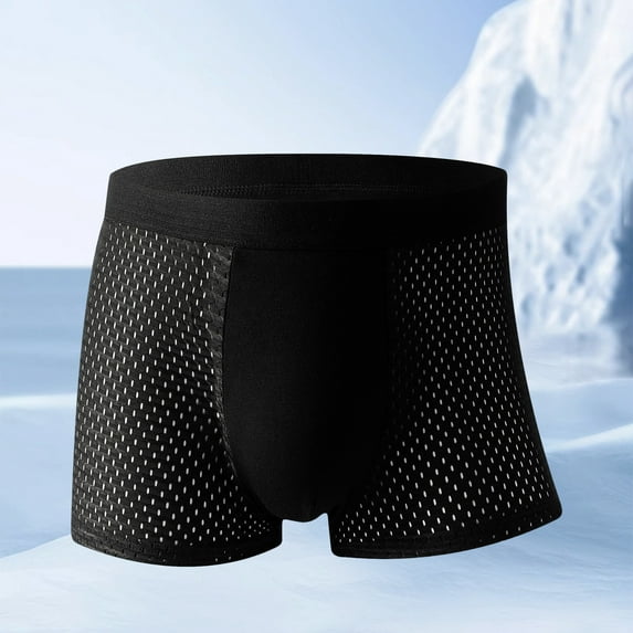 L-5X Big & Tall Underwear for Men Boxer Briefs Plus Size Stretchy High-Waisted Breathable Hollow-Out Solid Color Basic Boxers