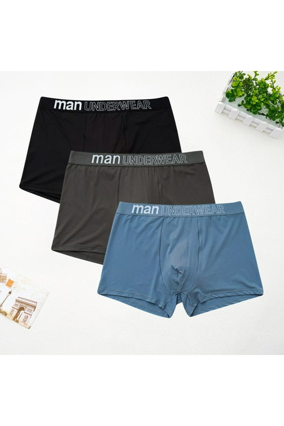 L-5X Mens Big & Tall Boxer Briefs 3 Pack Plus Size Cotton Underwear Boys Classic Multipack Solid Color Breathable Mid Waisted Workout Boxers