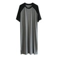 thumbnail image 1 of L-5X Nightgowns for Men Big & Tall Cotton Short Sleeve Crewneck T Shirts Plus Size Casual Color-Block Pullover Loungewear Sleepshirts, 1 of 7