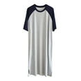 thumbnail image 1 of L-5X Nightgowns for Men Big & Tall Cotton Short Sleeve Crewneck T Shirts Plus Size Casual Color-Block Pullover Loungewear Sleepshirts, 1 of 7