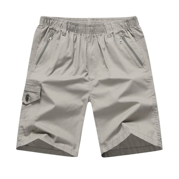 L-5X Plus Size Cargo Shorts for Men with Zipper Pockets Big & Tall Straight Leg Casual Solid Color Elastic Waist Comfort Workout Hiking Bermuda Short