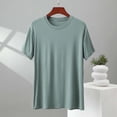 thumbnail image 1 of L-5X Plus Size T Shirts for Men Big & Tall Short Sleeve Crewneck Tees Tops Solid Color Pullover Stretchy Slim Loungewear Workout Modal-Tshirts Shirt, 1 of 8