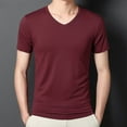 thumbnail image 1 of L-5X Plus Size T Shirts for Men Short Sleeve V Neck Basic Tees Tops Mens Casual Solid Color Pullover Stretchy Slim Breathable Workout Tshirts Shirt, 1 of 6