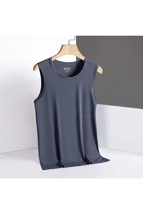 L-5X Plus Size Tank Tops for Men Sleeveless Crewneck Muscle Shirts Mens Casual Solid Stretchy Slim Pullover Basic Athletic Workout Undershirts Vests