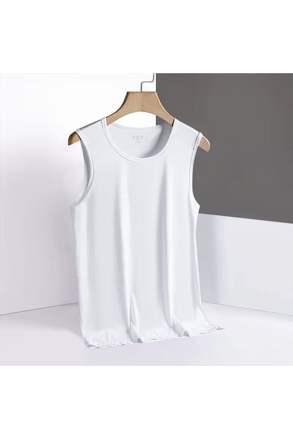 L-5X Plus Size Tank Tops for Men Sleeveless Crewneck Muscle Shirts Mens Casual Solid Stretchy Slim Pullover Basic Athletic Workout Undershirts Vests
