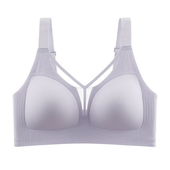 L-5X Plus Size Wireless Bras for Women Lightweight Push Up Bralettes Ladies Trendy Solid Color Breathable Hollow-Out Adjustable Underwear Bra