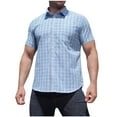 thumbnail image 1 of L-6X Short Sleeve Shirts for Men Big & Tall Button-Down Collar T-Shirts with Pocket Plus Size Casual Plaid Printed Office Work Tees Tops, 1 of 8