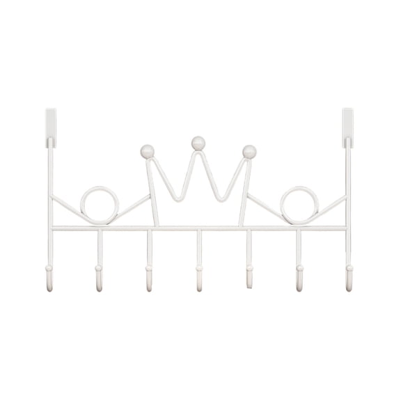 L-962 White Rust Proof Crown Door Hooks Space Saving For Clothes Hanger Behind Door Size 41X22Cm #W130M