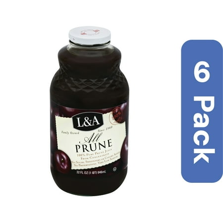 L & A All Prune Juice 32 fl oz (Pack Of 6)