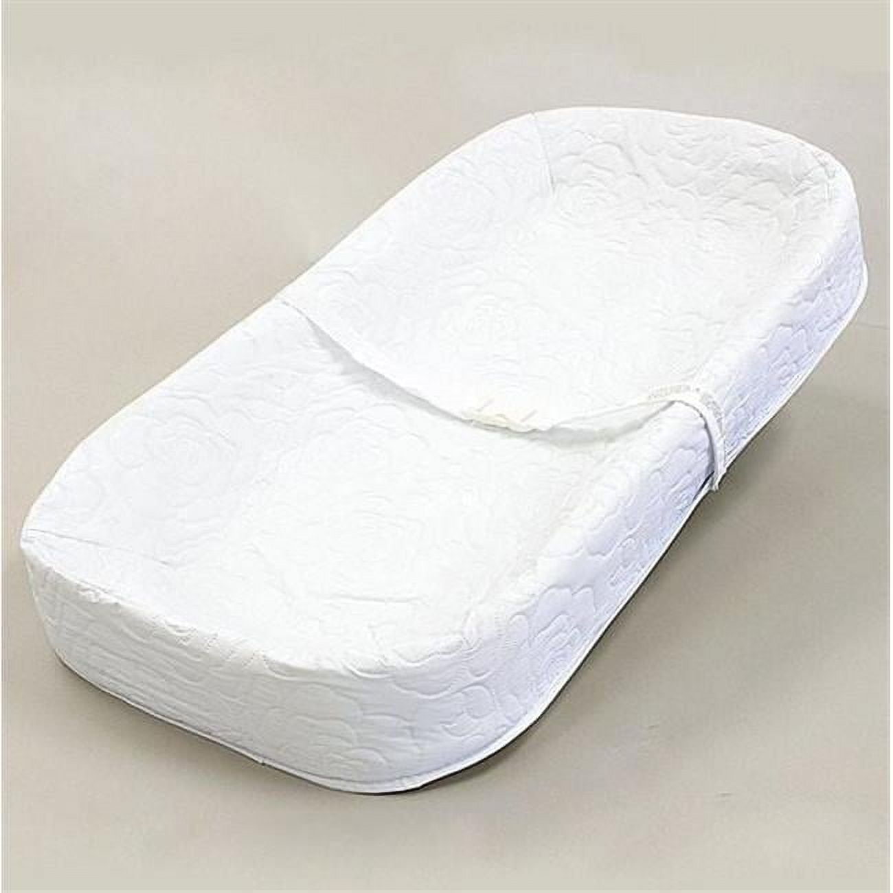 White Quilted Waterproof 32" Diaper Changing Pad with Safety Strap