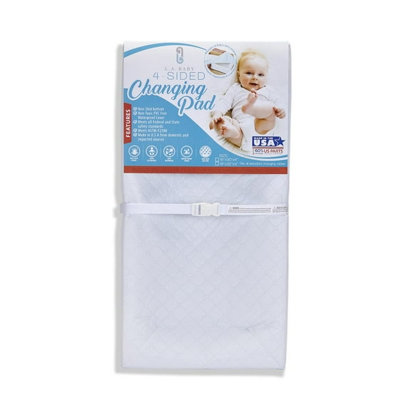 LA Baby 4-Sided Waterproof Diaper Changing Pad with Bonus Washable Cover, White [Combo Pack]