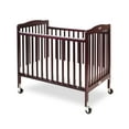 thumbnail image 1 of L.A. Baby Little Wooden Folding Portable Mini Crib with Mattress, Cherry, 1 of 9