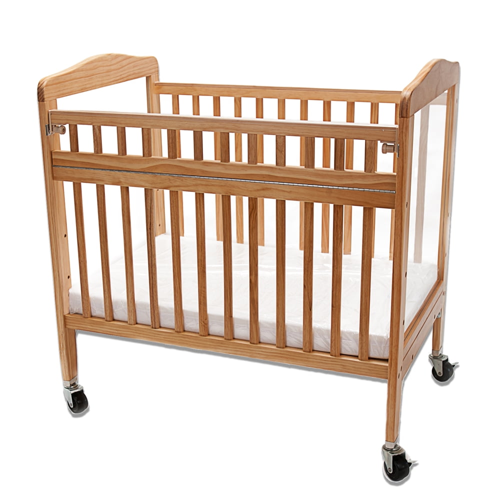 LA Baby Mini/Portable Non-folding Wooden Window Crib with Safety Gate