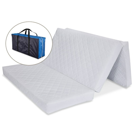 L.A. Baby Multi-Use Waterproof Folding Portable Crib Mattress Pad/Play Mat with Travel Carry Case