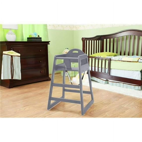 L.A. Baby Stack-Able Solid Wood High Chair for Restaurant & Home Use Gray
