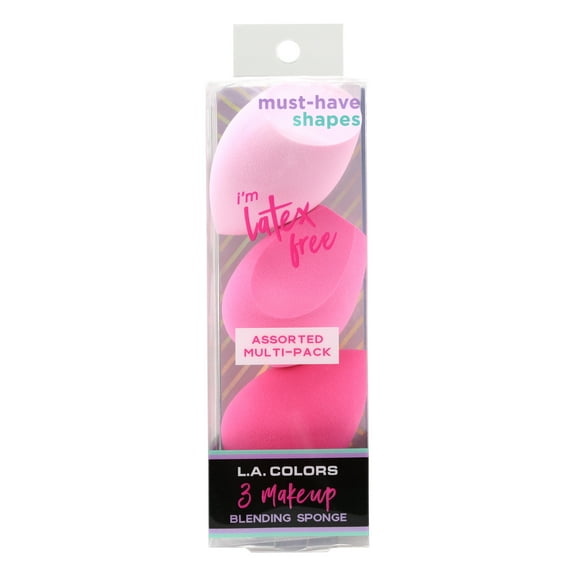 L.A. COLORS Assorted Makeup Blending Sponge, Pink, 3 Count