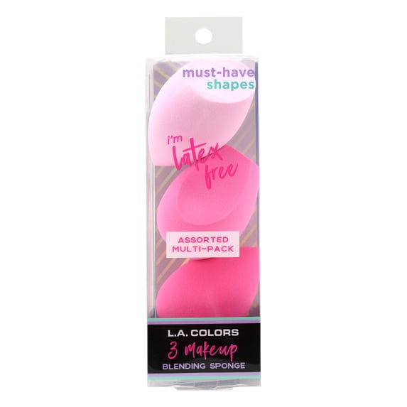 L.A. COLORS Assorted Makeup Blending Sponge, Pink, 3 Count