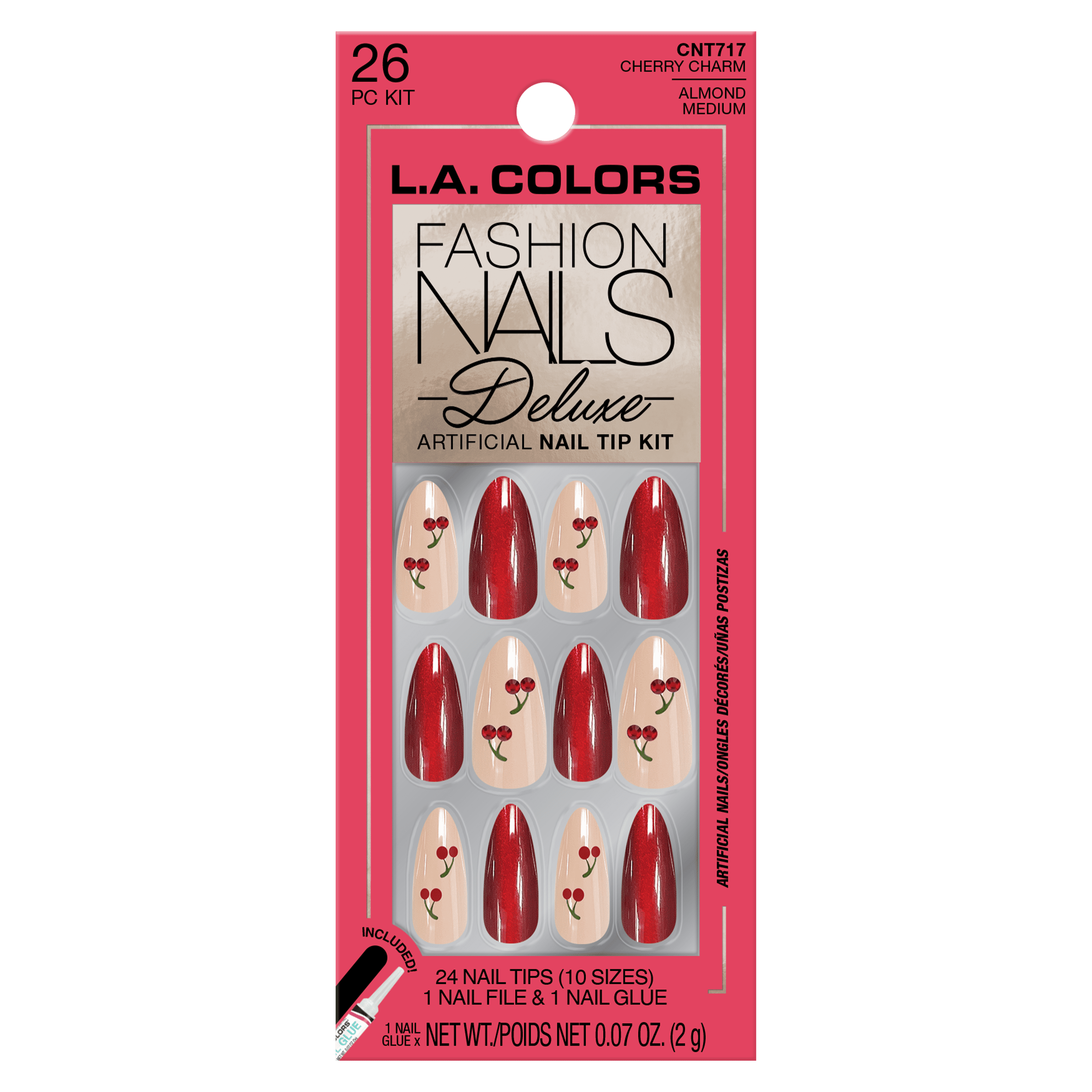 L.A. COLORS Deluxe Nail Tip, Cherry Charm, 26 Piece - Walmart.com