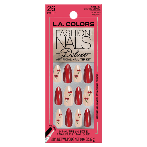 L.A. COLORS Deluxe Nail Tip, Cherry Charm, 26 Piece