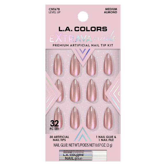 L.A. COLORS Extrava Long lasting flexilbe Nail Tip, Level Up, 32 Piece