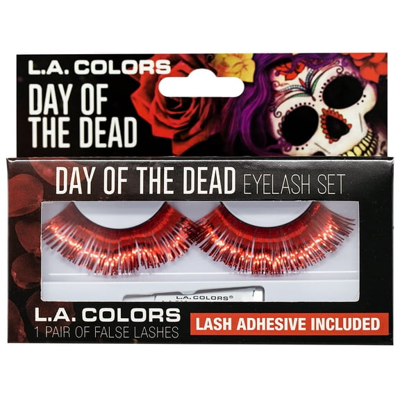 L.A. COLORS Eyelashes with Glue, Day Of The Dead, 1 Pair
