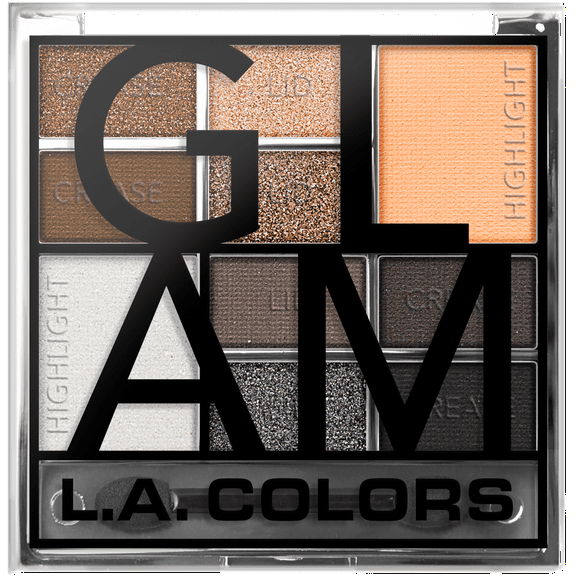 L.A. COLORS Eyeshadow 10 Color Block Palette, Glam, 0.56 fl oz